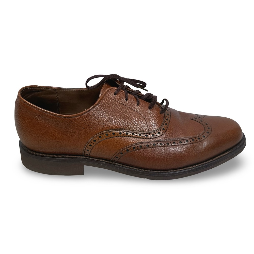 Walk-Over Mens Brown Pebbled Leather Wingtip Oxford Shoes 11 M Vibram Sole USA